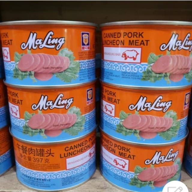 

Daging Kaleng Ma Ling Daging Ham TTS Maling Besar / TTS maling luncheon meat 379g