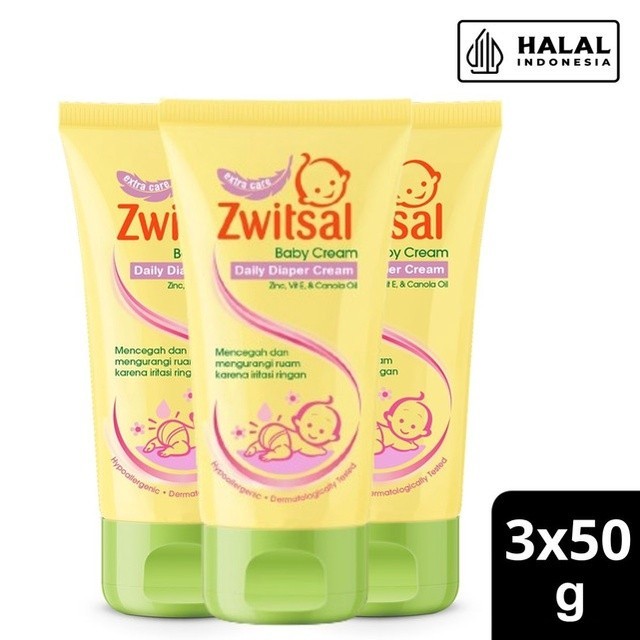 ZWITSAL Baby Daily Diaper Cream - dengan Zinc, Vit E, Canola Oil 50 mL x3