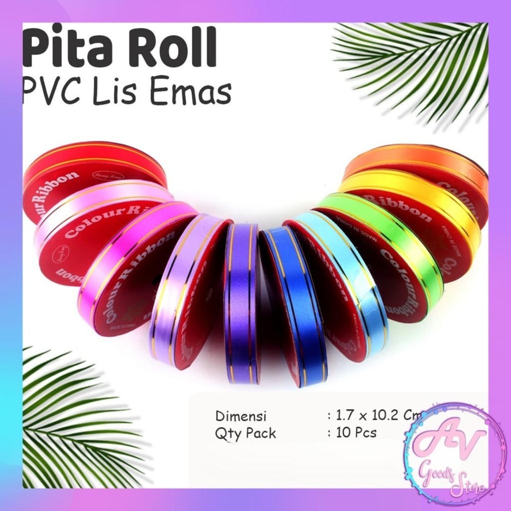 

PITA PVC JEPANG LIS EMAS (1ROLL) / PITA PLASTIK POLOS / PITA KADO HADIAH