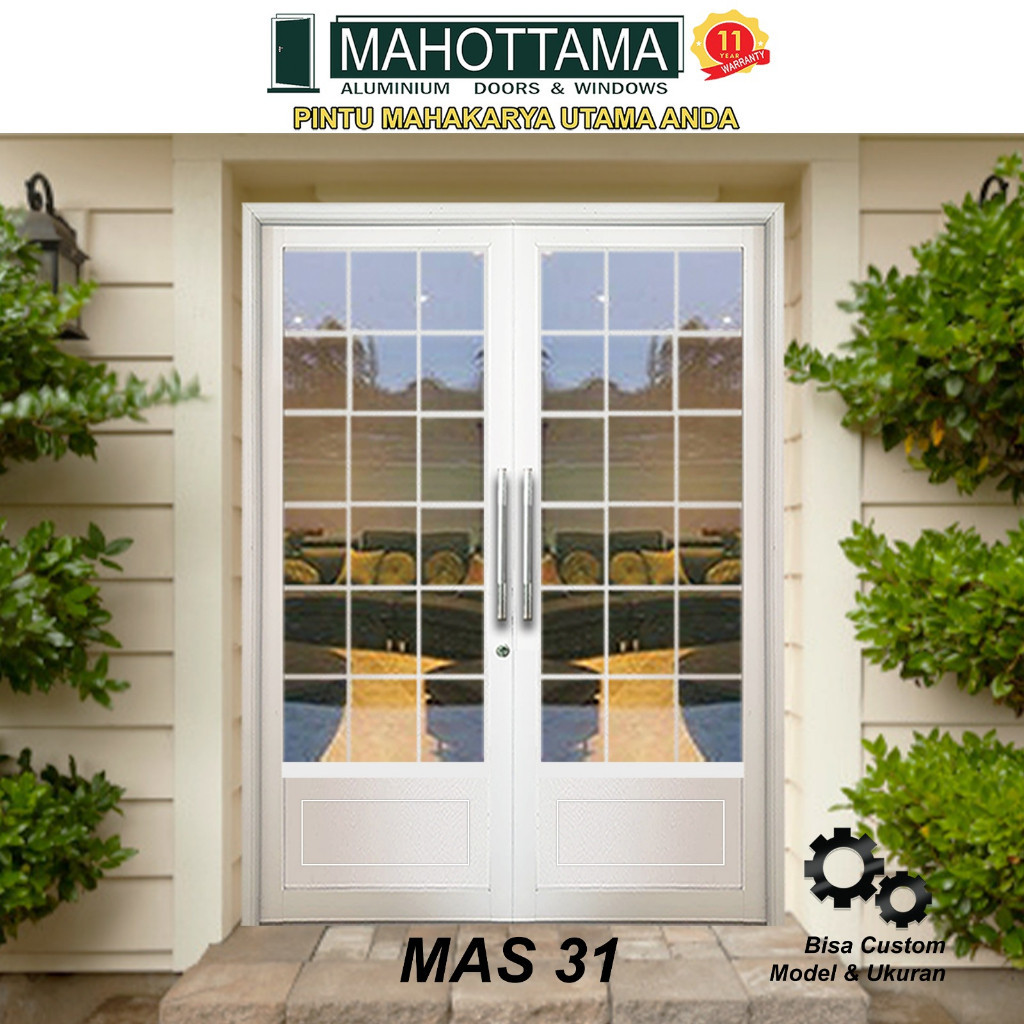 promo MAHOTTAMA - Pintu Rumah Kamar Tidur Kamar Mandi Aluminium Kaca 174 x 215cm Utama 1 Set Kunci H