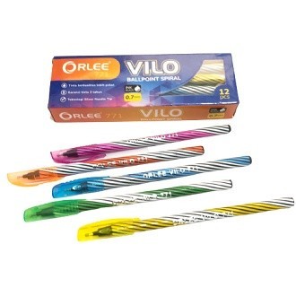 

CY - 1 PACK / 12 PCS ORLEE 771 PULPEN BALLPOINT SPIRAL VILO 0.7MM