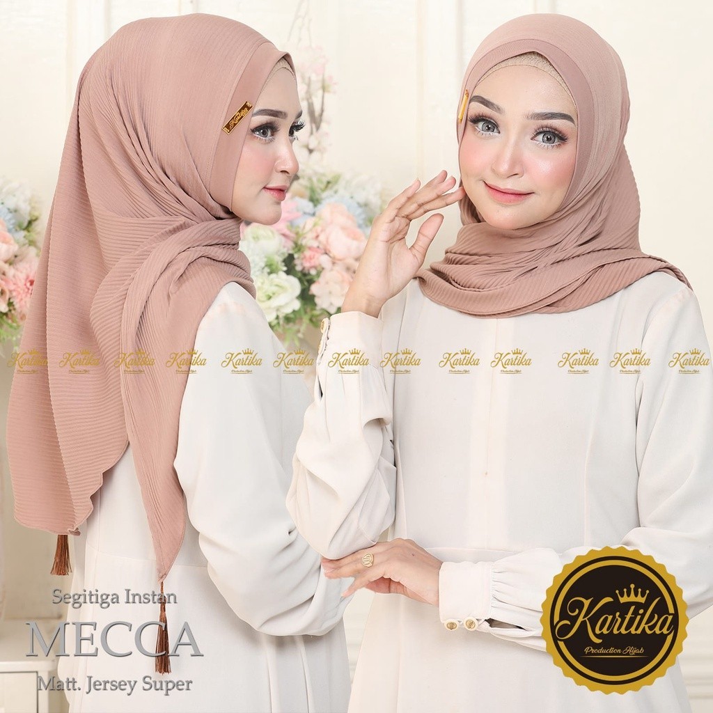 Kerudung Jilbab Segitiga Plisket Instan Mecca Jersey Super