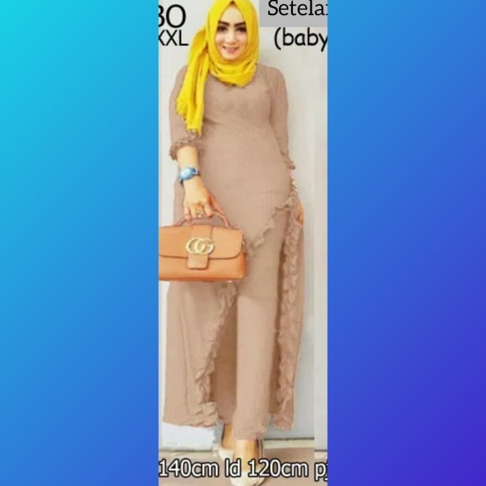 setelan muslim wanita blouse celana jumbo bigsize pesta kerja coksu