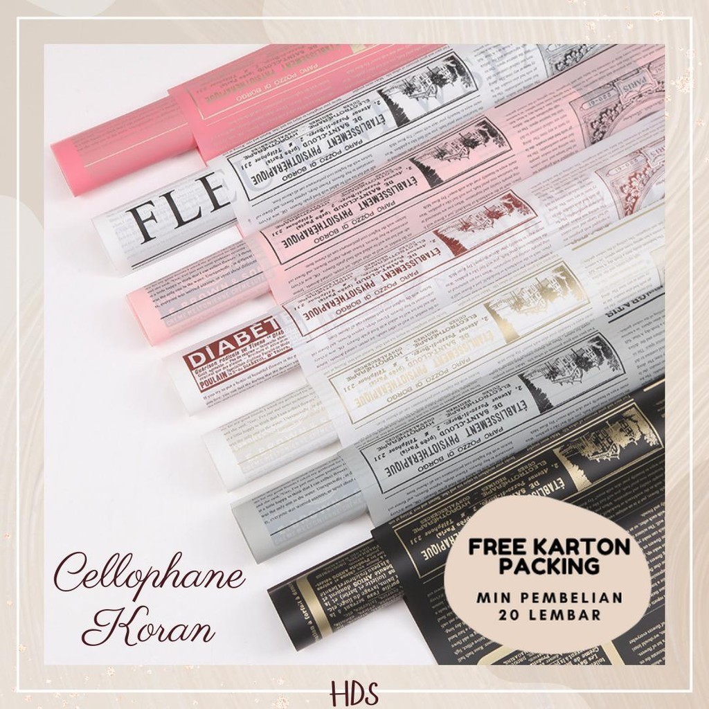 

HDS KERTAS CELLOPHANE BUKET BUNGA MOTIF KORAN FLOWER WRAPPING PAPER WATERPROOF