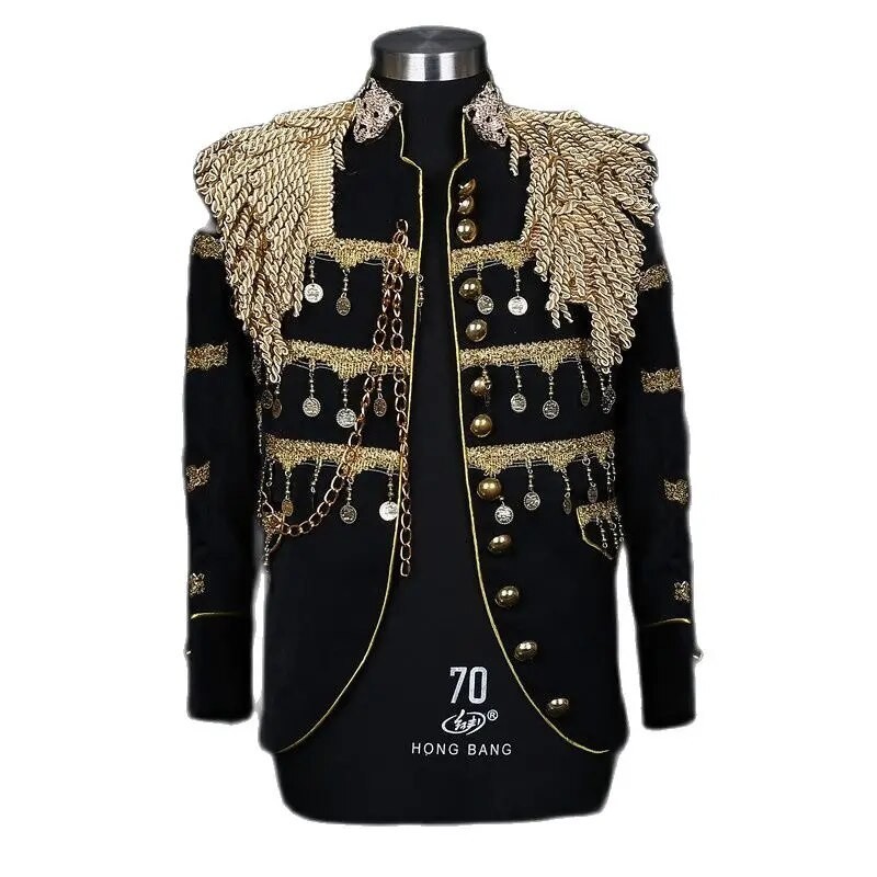 Parklees Stylish Military Blazer Jacket for Men Party Stage Prom Tuxedo Blazer  Vintage Luxury Palac