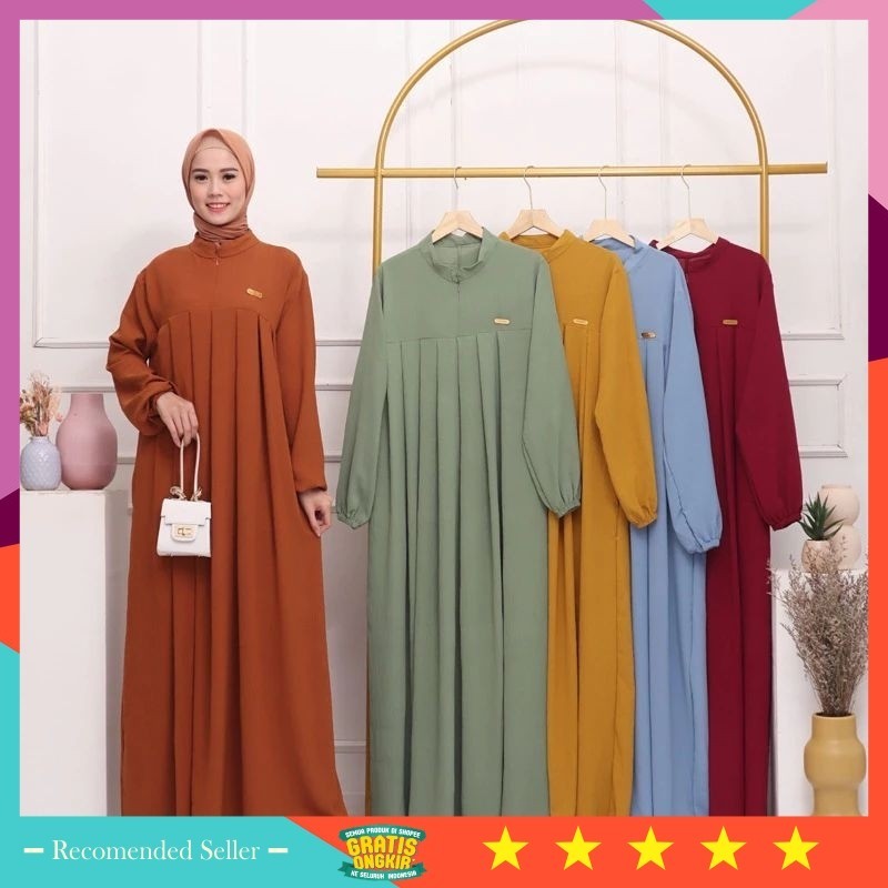 Gamis wanita lebaran Premium Model terbaru 2024 / GAMIS CRINKLE POLOS HINATA MAXI LEBARAN SIMPLE MEW