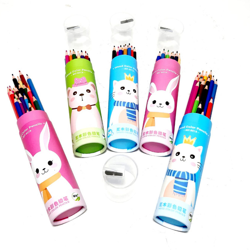

Harga Grosir (1Tabung/24pcs) Pensil Warna Plus Serutan 24 Warna panjang 18cm BST-8018