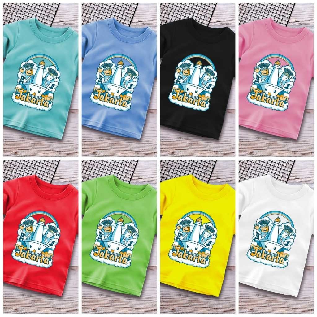 Kaos Atasan Anak Laki Laki Perempuan Baju Atasan Anak Cowok Cewek Warna Motif Jakarta Tugu Monas