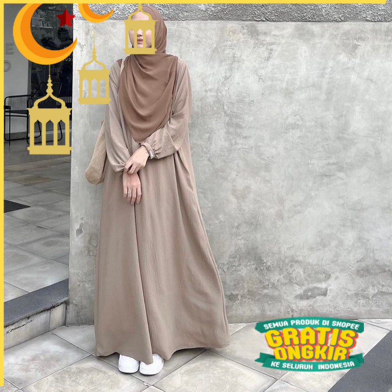 KEERAN DRESS GAMIS SYARI POLOS / GAMIS WANITA TERBARU TERLARIS/ warna kuning salem kunyit mustard