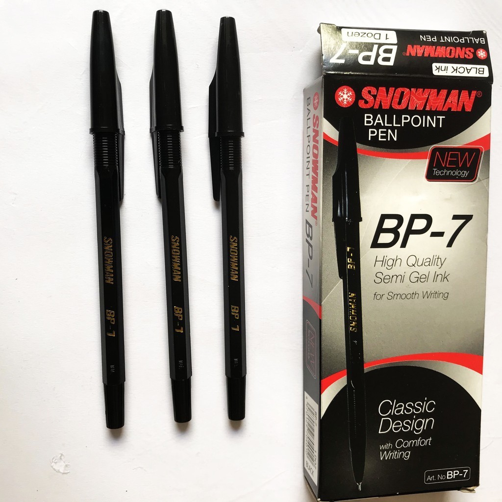 

Pulpen / Ballpoint Pen Snowman Black BP-7 (1 Pack Isi 12 Pcs)
