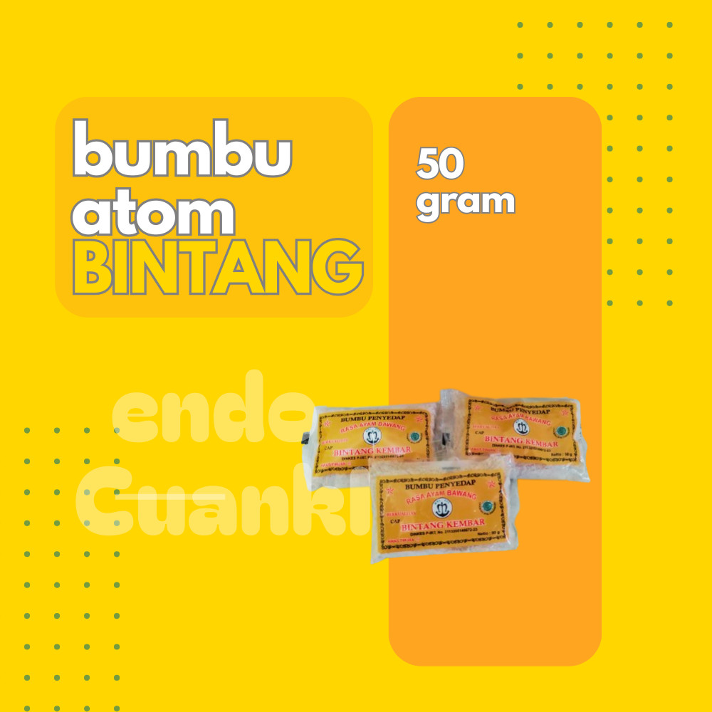 

ATOM BINTANG 50 gr MDL-525 Atom kecil Bumbu Penyedap Rasa Ayam Bawang Baso Aci ATOOM BINTANG