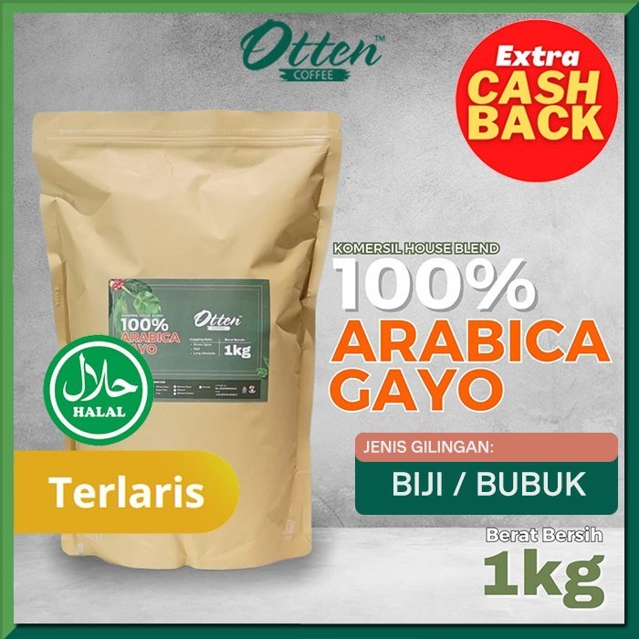 

[Best Seller Coffee] Arabica Gayo 1kg Komersial Biji Bubuk Kopi House Blend Otten Coffee - Medium Fine