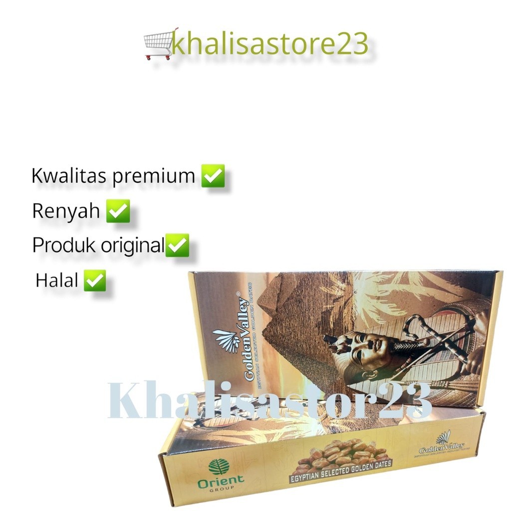 

KURMA GOLDEN VALLEY /KURMA GOLDEN KEMASAN DUS 1KG/kurma mesir[DUS ASLI GOLDEN KUNING]