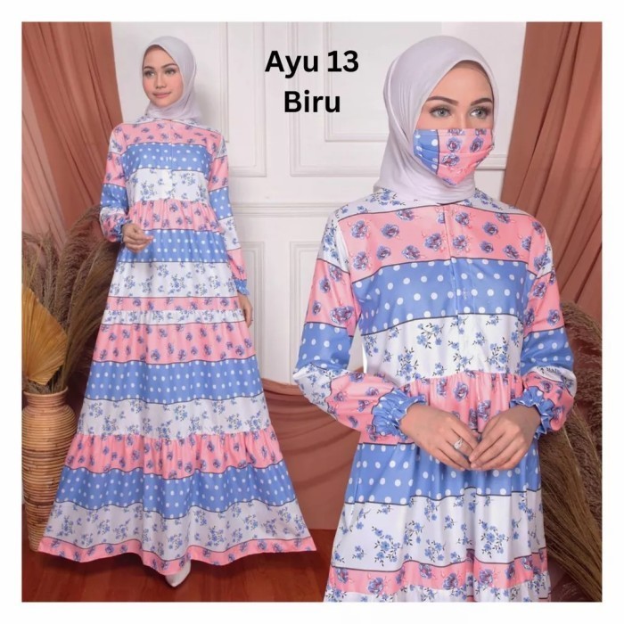 Gamis Homedress Baju Muslim Wanita Gamis Harian Santai - 13 BIRU