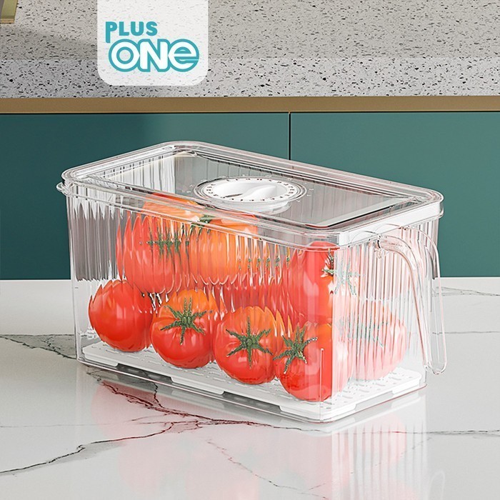 Plusone-Kotak Kontainer Makanan Kulkas Transparan Food StorageBox-1236 - Hijau, Kecil