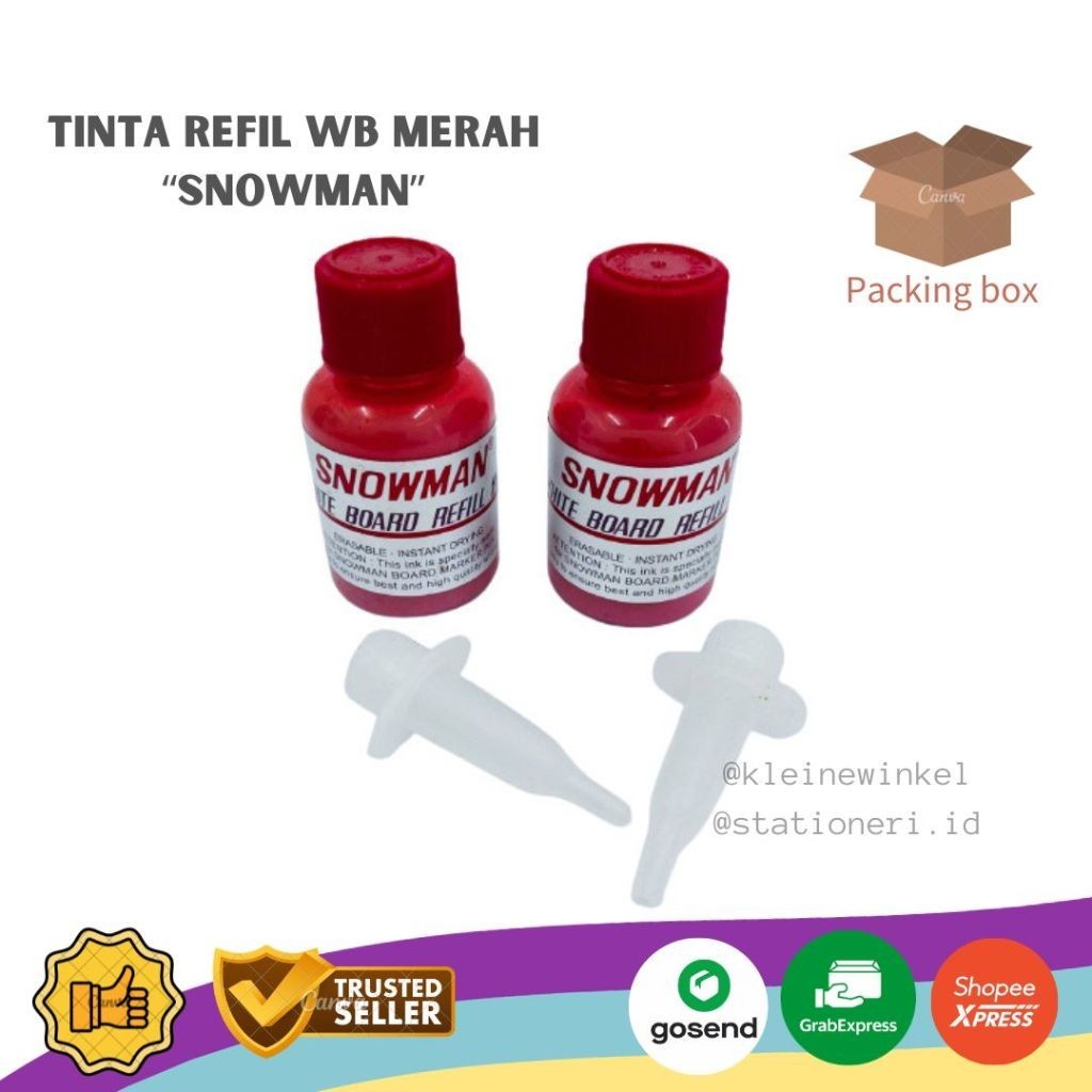 

Tinta Refil White BoardTinta Papan Tulis warna MERAH SNOWMAN Tanpa Box 1 PCS