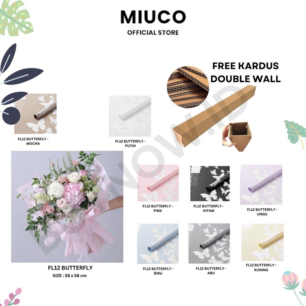 

MIUCO - (5 LEMBAR) - FL12 BUTTERFLY DANCE Kertas Bunga Paper Buket Motif Kupu-kupu Modern Florist Cellophane