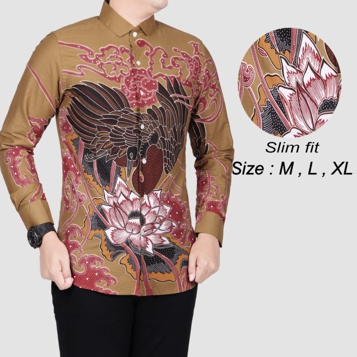 BATIK SOLO / BAJU KEMEJA BATIK PRIA / COLIN DION LENGAN PANJANG BCL447 - M