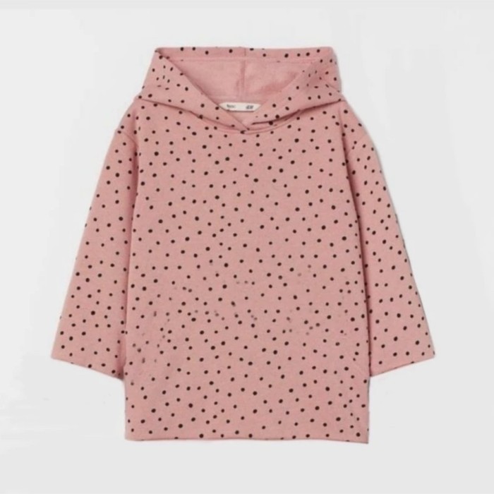 SWEATER HNM SIMPLY PINK POLKA HOODIE ANAK PEREMPUAN HM