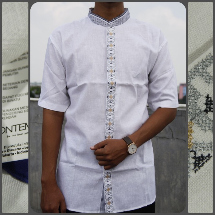 promosi Baju Koko Pria Contempo Lengan Pendek Motif Bordir 07 | Baju Muslim - XXL
