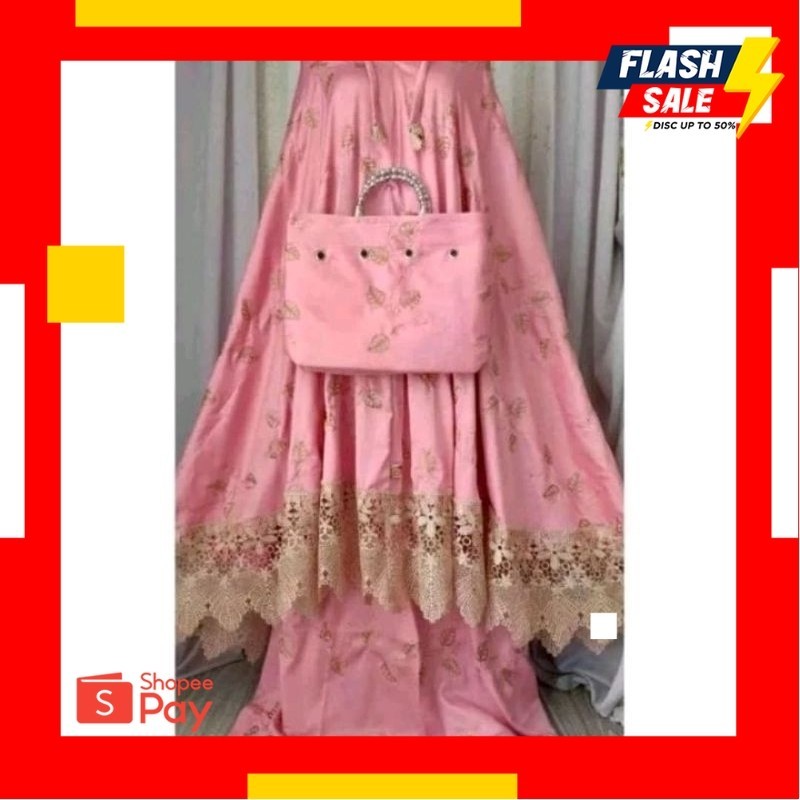 LEBARAN SALE 4.4 |  MUKENAH DEWASA RENDA MOTIF SERIBU BUNGA / MUKENA SILK SUTRA SATIN PREMIUM