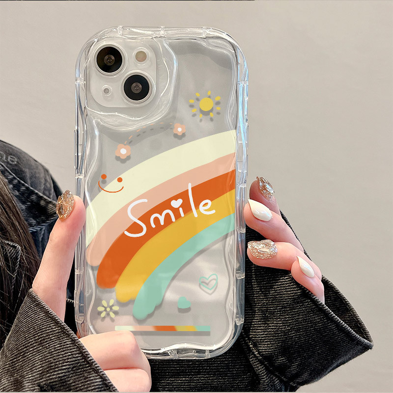 Rainbow Smiling Face Soft Case Oppo a3s for Oppo A16 A17 A18 Casing Oppo A54 A57 A5S A77s A12 Soft C