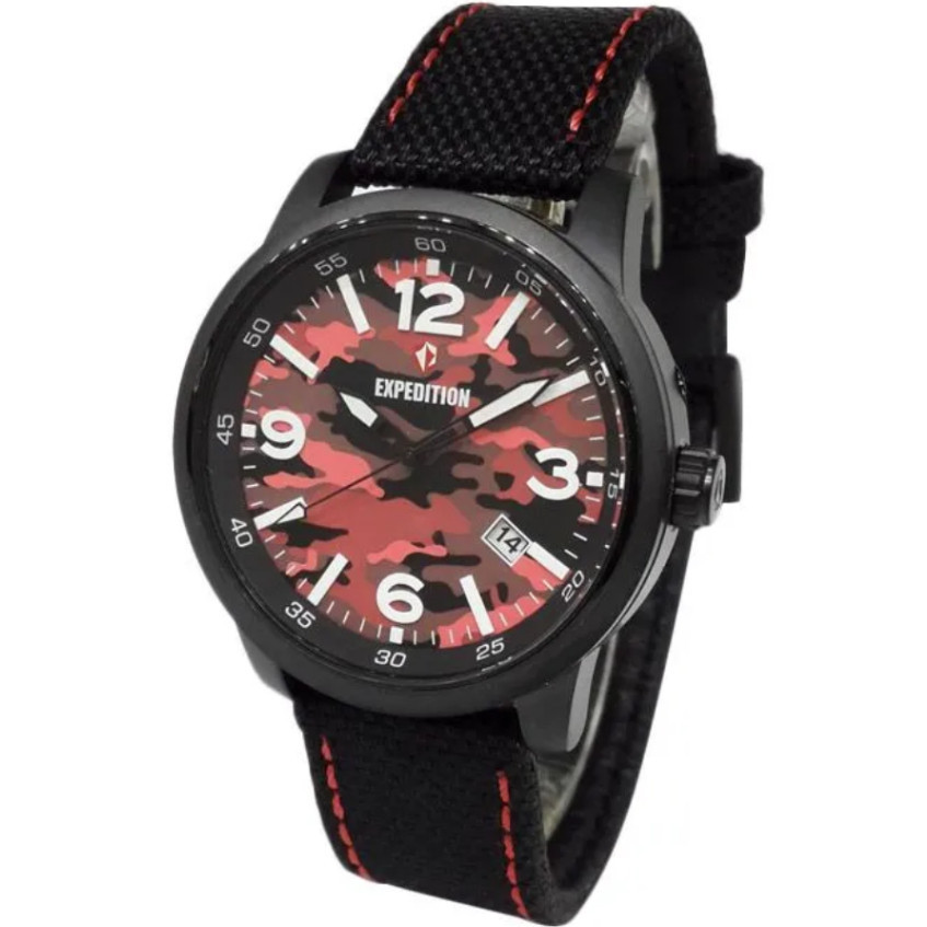 JAM TANGAN PRIA EXPEDITION E6671 E 6671 MDNIPRE BLACK RED NYLON STRAP