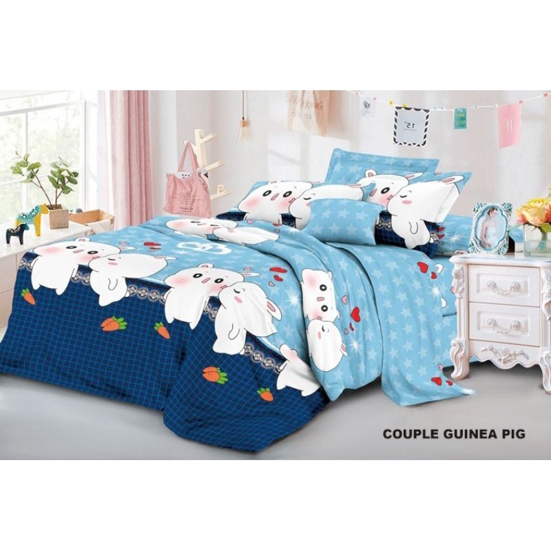 Bedcover + Sprei Set Anak Perempuan Motif GUINEA PIG Komplit 1 Set Selimut Bedcover & Sprei Set Ukur