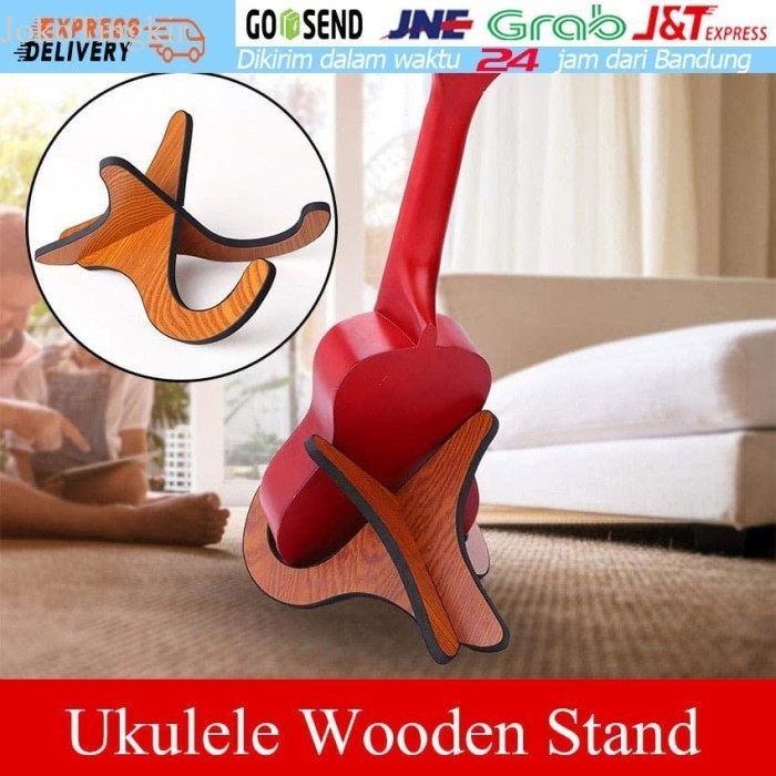 

Iga Stand Holder Gitar / Biola / Mandolin / Ukulele Lipat Kayu Rak - Cokelat murah