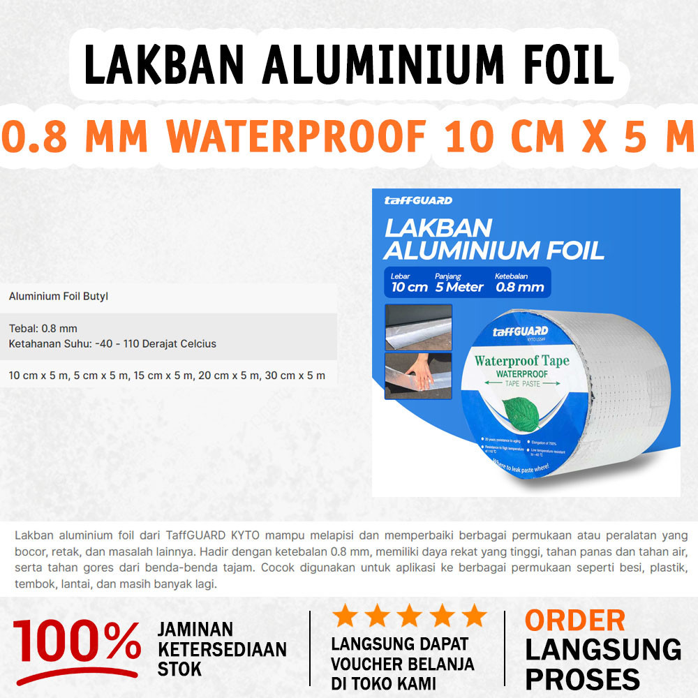 

Lakban Aluminium Foil Waterproof Dengan Resistensi Temperatur Tinggi 10 cm x 5 m - Silver
