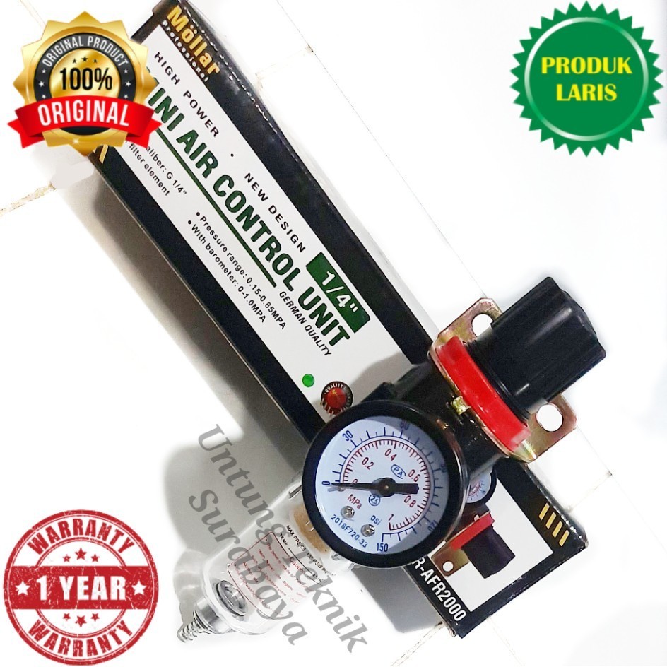 MOLLAR Mini Air Filter Regulator Single - Filter udara kompresor 1/4"