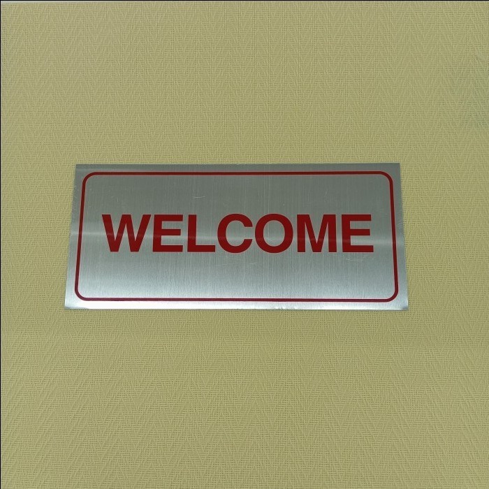 

Welcome Sign Board Door Wall Label Alumanium Tempel Welcome/Sticker Tempel Selamat Datang