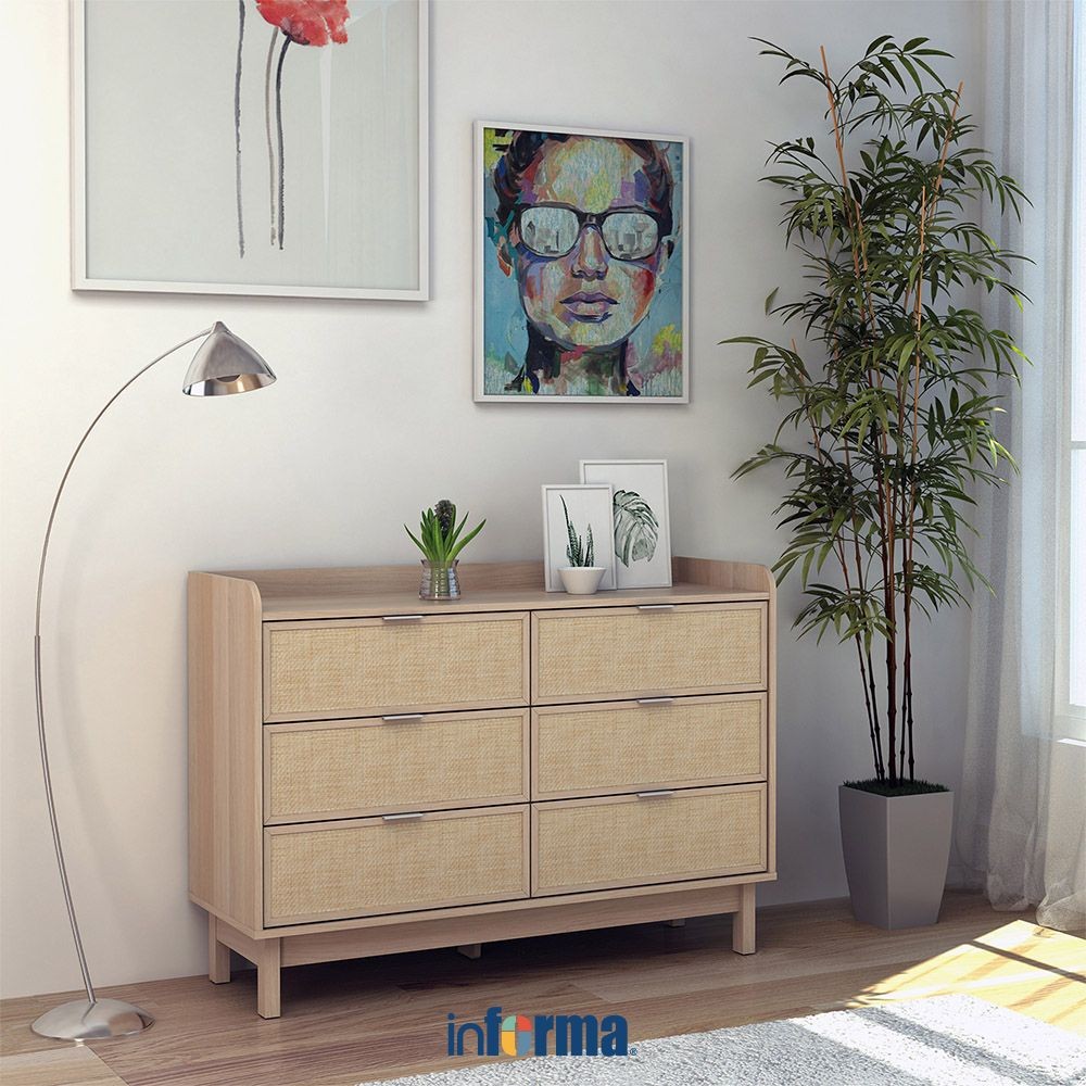 Informa Pierre Laci Penyimpanan 6 Tingkat - Cokelat Oak Laci Kabinet Serbaguna Cabinet Penyimpanan I