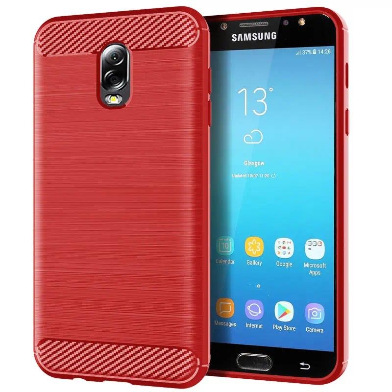 Casing HP Samsung Galaxy J7 Plus J7+ galaxy j7 plus Casing TPU Tekstur Serat Karbon Silikon Lembut P