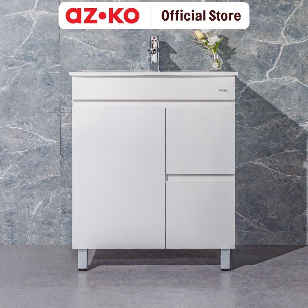 AZKO Fosa Senna Set Kabinet Kamar Mandi PVC - Putih Organizer Serbaguna Bathroom Cabinet Aksesoris K