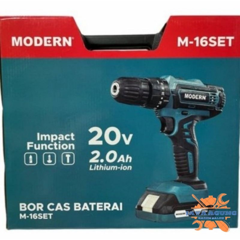 MODERN M 16 Drill Set 20V / Mesin Bor Baterai M16 / Cordless Impact