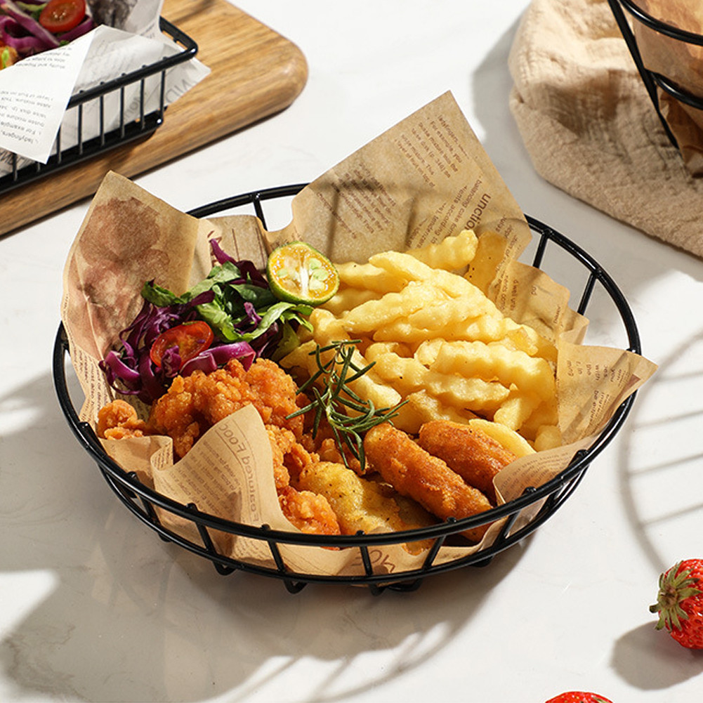 Keranjang kentang goreng Amerika peralatan makan bundar nampan kentang goreng tempat kentang goreng 