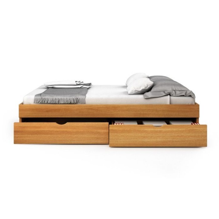 GFJ dipan kayu single bed / dipan laci 2 / ranjang laci kayu solid - 90x180