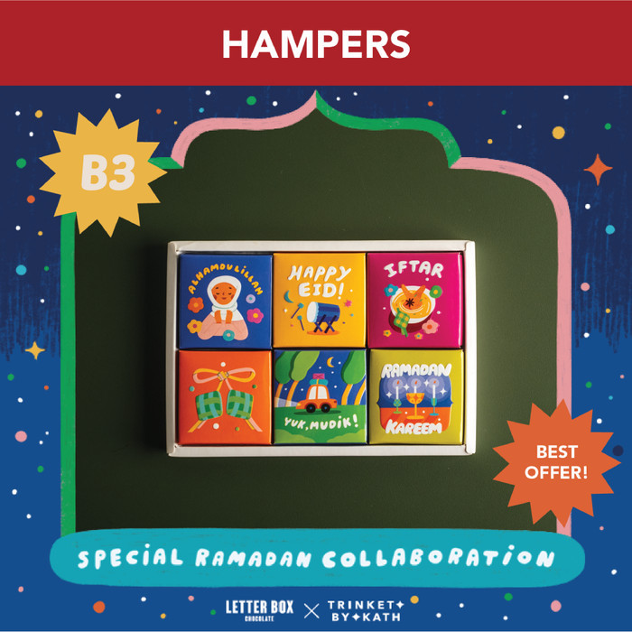 

Hampers Lebaran Coklat Box 6 pcs - Letter Box - Ramadan Edition - SET B3