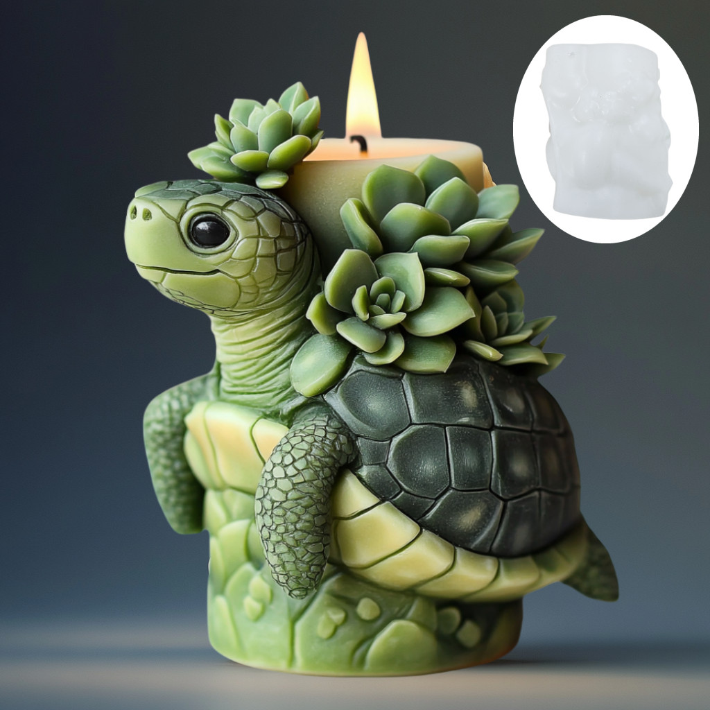 

3D Succulent plant turtle candle silicone mold Succulent flower turtle candle silicone mold Turtle cylindrical resin gypsum mold
