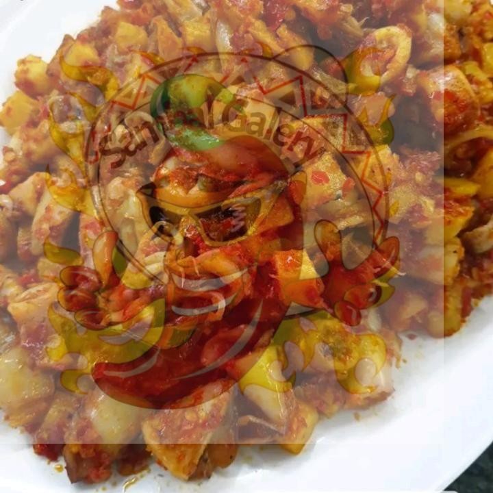 

Sambal kentang cumi asin Pedas Level sambal