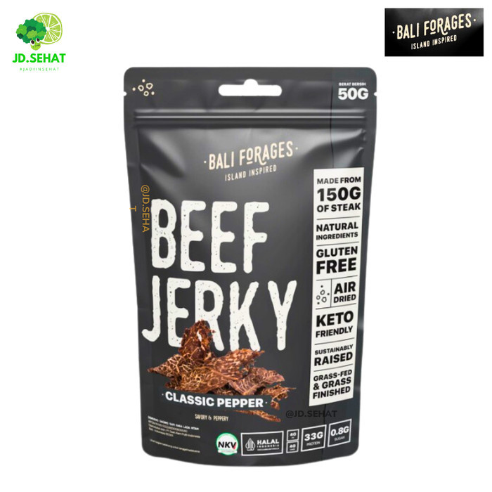 

Beef Jerky BALI FORAGES Dendeng ala Amerika Classic Pepper Air Dried 2402