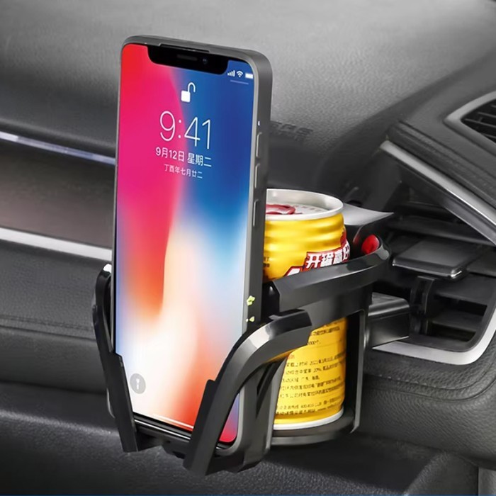 Cup Phone Holder Car Tempat Smartphone HP Botol Minum Gelas Gantung Ac Mobil Kopi Ponsel Car Air Vent Drink Holder Pegangan HP Minum Kaleng Botol Ac Dashboard Hot 2 in 1 Car Air Vent Cup Holder Phone Beverage Rack Mount Universal Bottle Bracket Stand