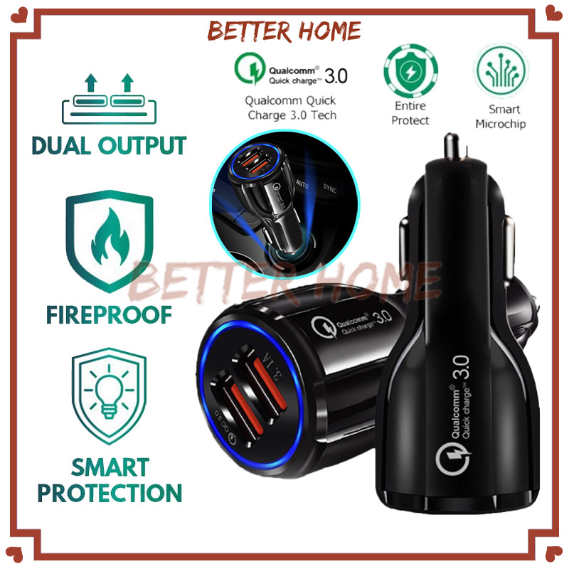 Colokan Mobil 2 Ports/Adapter Car Charger Mobil Quick Fast Charging 3.1/Car Charger 30w