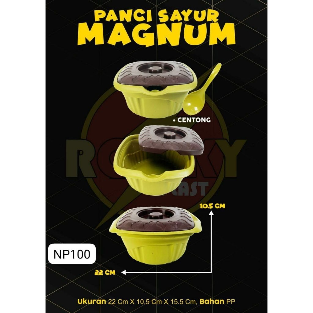 Mangkok Sayur Plastik Magnum 6 Set Dapat Sendok Sayur Dan Penutup