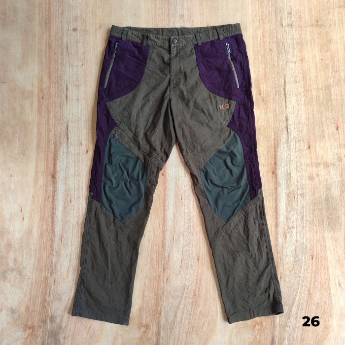 celana outdoor gunung pria K2 canvas warna coklat ungu size 36