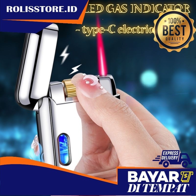 korek api bara gas torch metal led electric ignite lighter gift box _ROLISCOLECTION