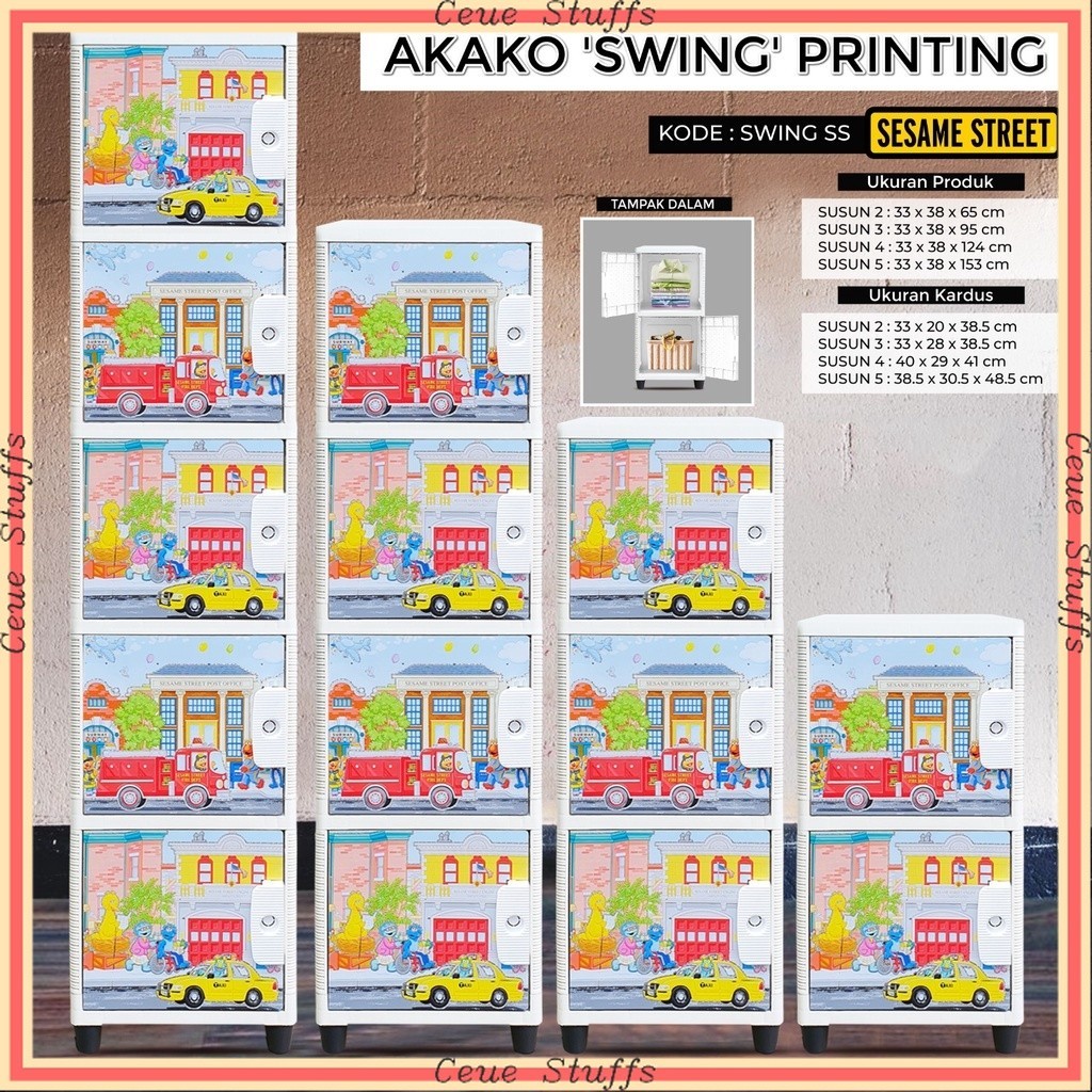 AESTHETIC PROMO MURAH TERBARU CANTIK KOKOH  AKAKO - LEMARI PAKAIAN MINIMALIS AKAKO SWING PRINTING SE
