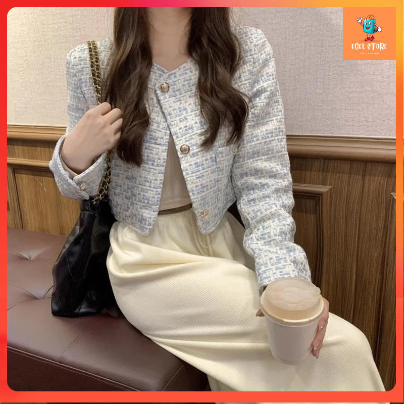 Blazer Korea Terbaru / WRC || Yuri tweed crop blazer import wanita