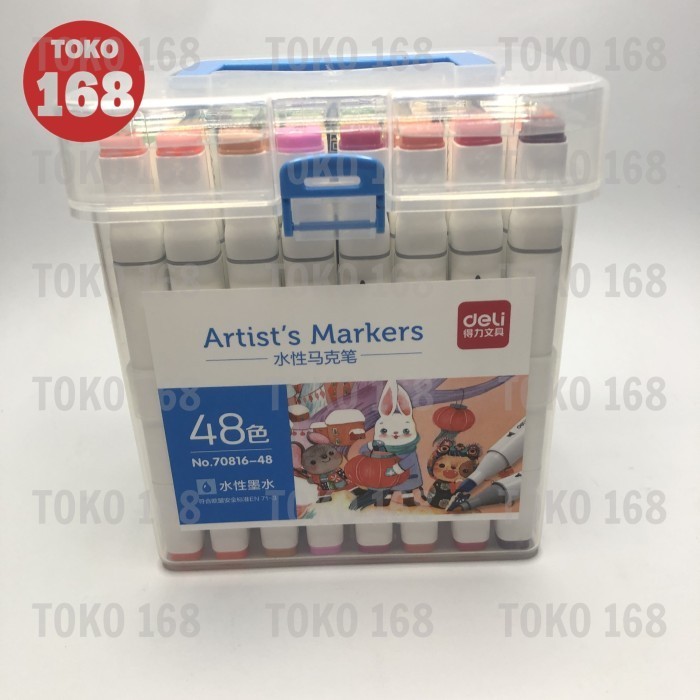 

PROMO!! -Deli Sketch/Water-based Marker/Spidol Sketsa 70816 48 Warna (SET)